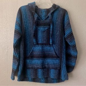 Men's Blue Striped Hoodie Shirt
